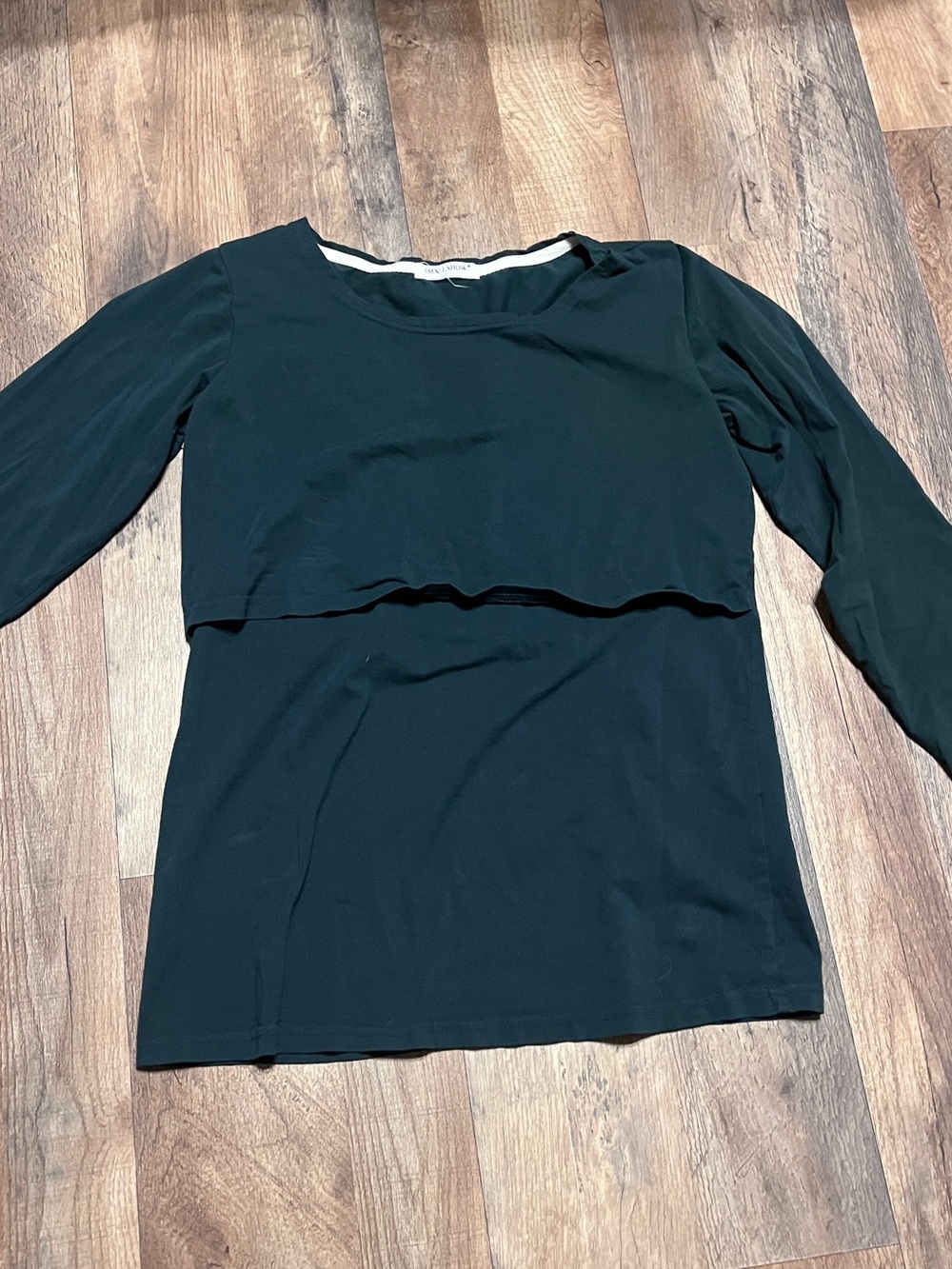 Emerald green Long-Sleeve Layered Nursing shirt top